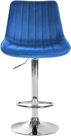 2-delige set barstoelen Tino fluweel chroom, Blauw