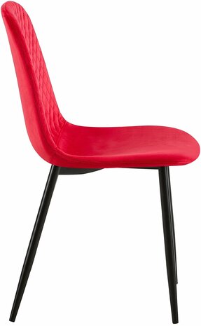 4-delige set stoelen Gevirny Fluweel, Rood