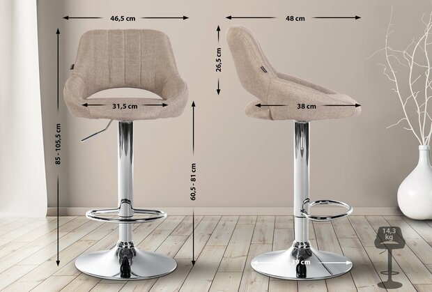 Barstoel Bermuda Rood, Taupe