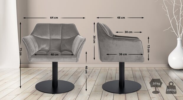 Lounger Domasa Fluweel, Grijs