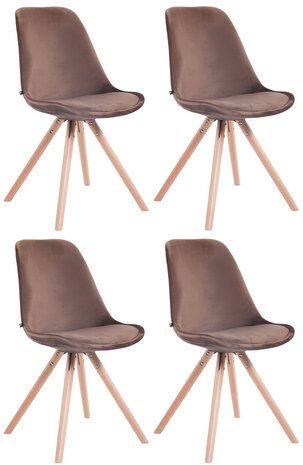 Set van 4 stoelen Teulouso Fluweel Rond natuur, Bruin