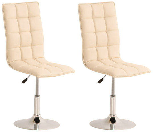 2-delige set eetkamerstoelen Pikeng, Creme