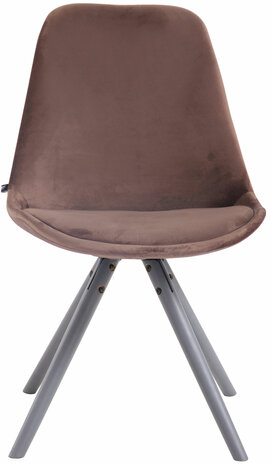 4-delige set stoelen Teulouso Fluweel Rond grijs, Bruin