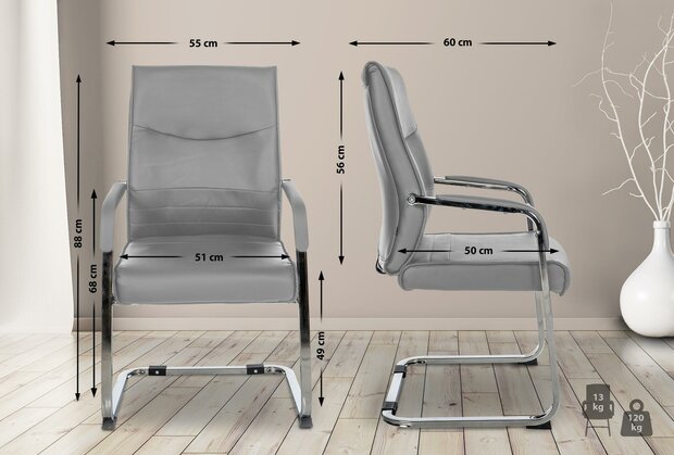 Set van 2 bezoekersstoelen Habort, Grijs