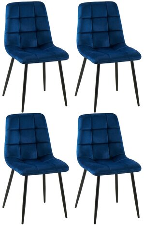 4-delige set eetkamerstoelen Entibas, Blauw