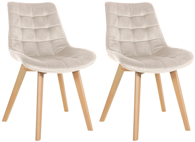 2-delige set stoelen Briik Fluweel, Creme