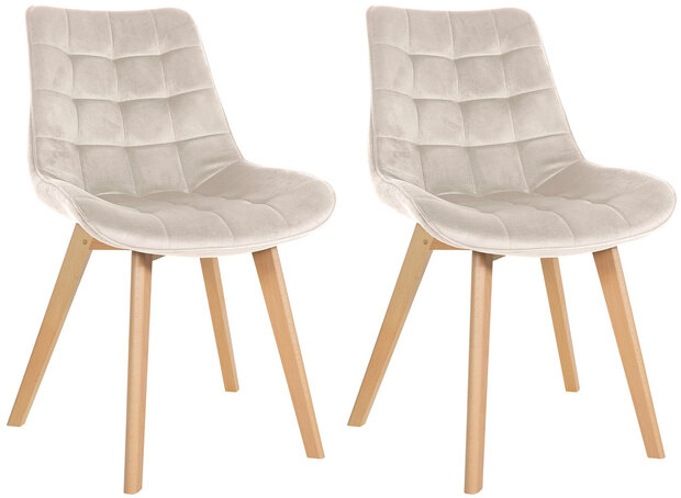 2-delige set stoelen Briik Fluweel, Creme