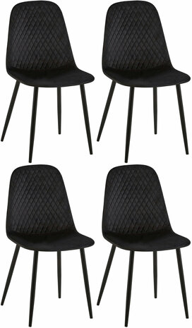4-delige set stoelen Gevirny fluweel, Zwart