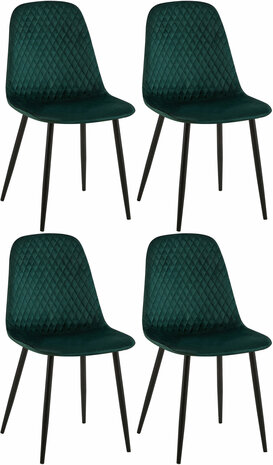 4-delige set stoelen Gevirny fluweel, Groen