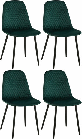 4-delige set stoelen Gevirny fluweel, Groen