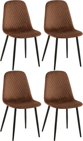 4-delige set stoelen Gevirny fluweel, Bruin