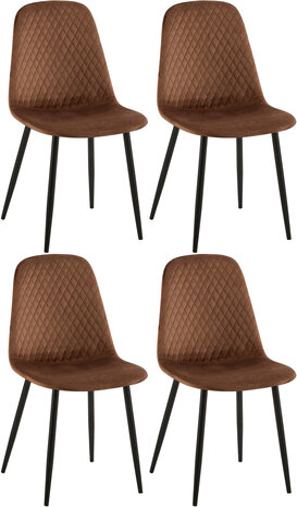4-delige set stoelen Gevirny fluweel, Bruin