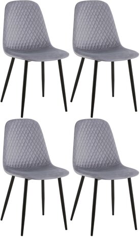4-delige set stoelen Gevirny fluweel, Grijs