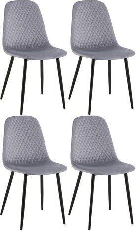 4-delige set stoelen Gevirny fluweel, Grijs