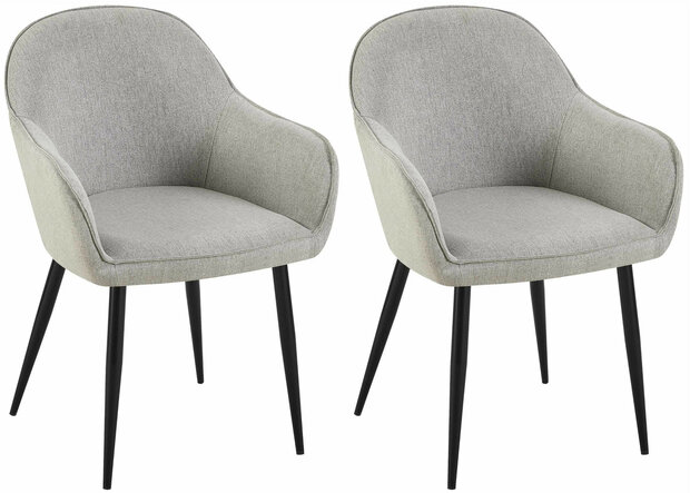 2-delige set eetkamerstoelen Beiso Stof, Grijs