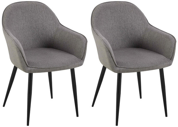 2-delige set eetkamerstoelen Beiso Stof, Grijs