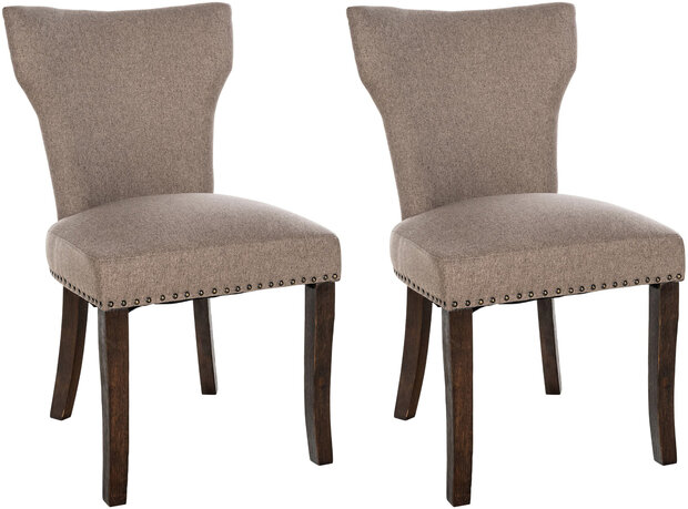 Set van 2 eetkamerstoelen Zidir Stof antiek-donker, Taupe