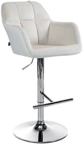 Barkruk Nitimi Fluweel chroom, Creme