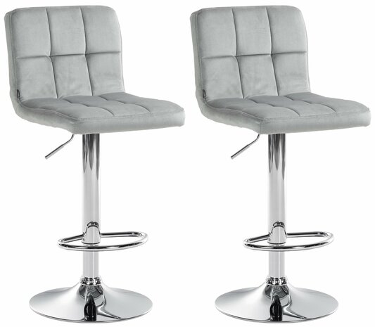2-delige set barkrukken Pure fluweel chroom, Grijs
