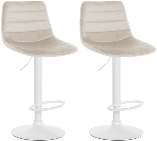 2-delige set barkrukken Lix fluweel wit, Creme