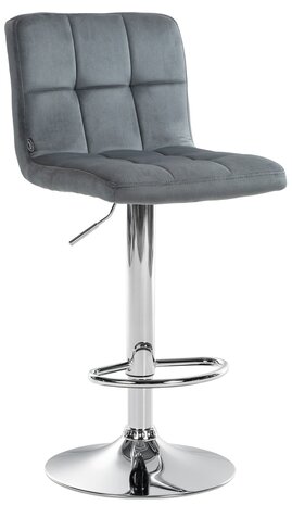 Barkruk Pure Fluweel chroom, Grijs