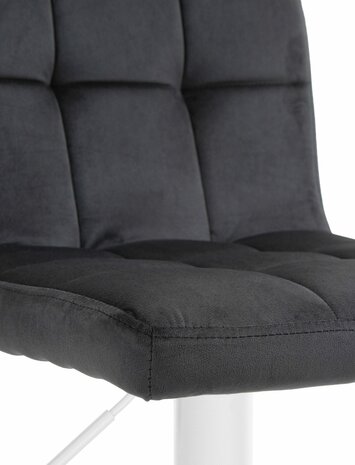 Barkruk Pure Fluweel wit, Zwart