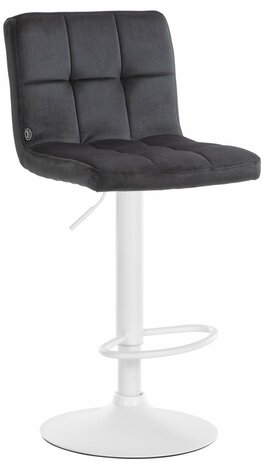 Barkruk Pure Fluweel wit, Zwart