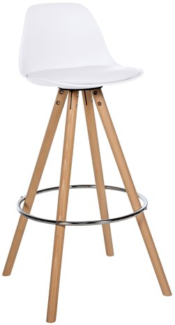 Barstoel Cirbon Kunstleer Rond naturel, Wit