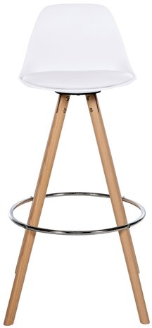 Barstoel Cirbon Kunstleer Rond naturel, Wit
