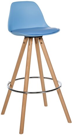 Barstoel Cirbon Kunstleer Rond naturel, Blauw
