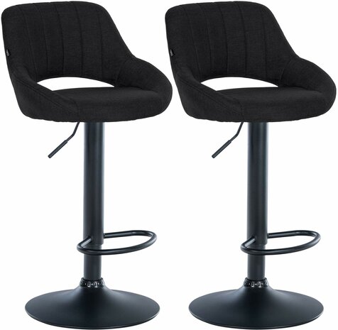 2-delige set barkrukken Melit stof B, Zwart