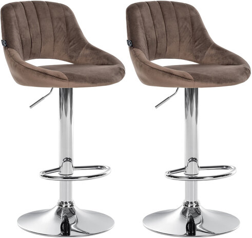 2-delige set barkrukken Melit fluweel C, Bruin