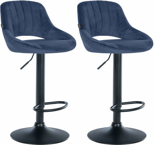 2-delige set barkrukken Melit fluweel B, Blauw