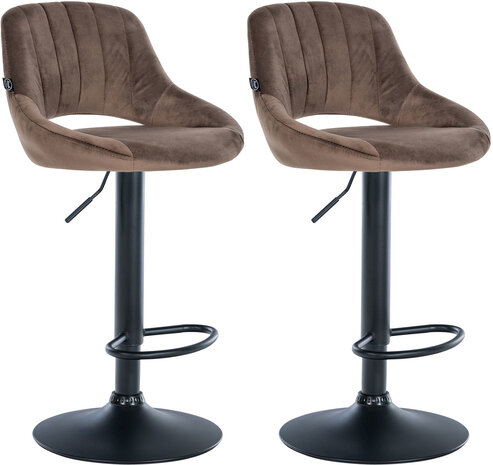 2-delige set barkrukken Melit fluweel B, Bruin