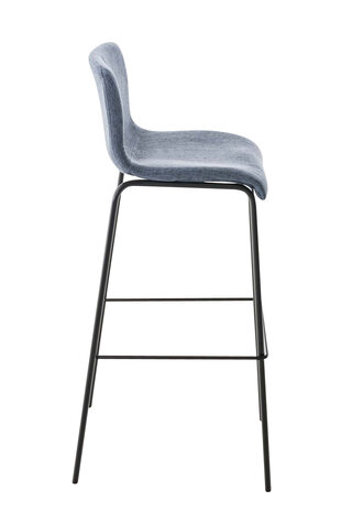Barstoel Heovor Stof 4-poots frame zwart, Blauw