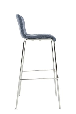 2-delige set barkrukken Heovor Stof 4-poot frame chroom, Blauw
