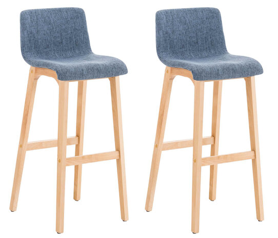 2-delige set barkrukken Heovor stof Natura, Blauw