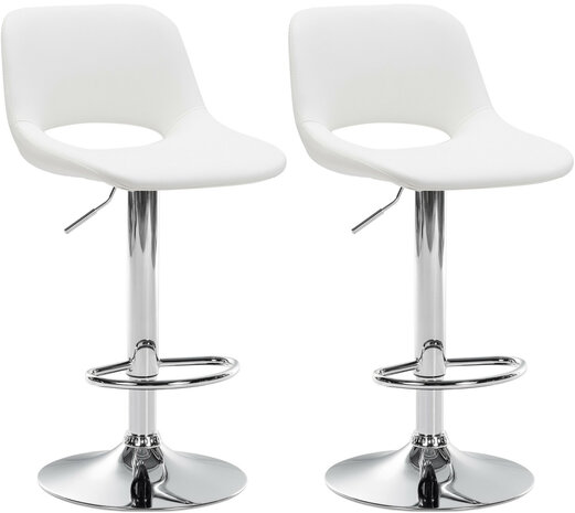 2-delige set barkrukken Cemdan kunstleer chroom, Wit