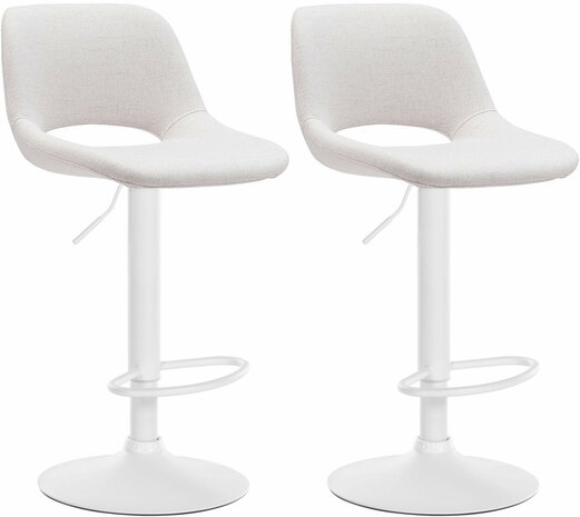 2-delige set barkrukken Cemdan stof wit, Creme