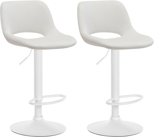2-delige set barkrukken Cemdan fluweel wit, Creme