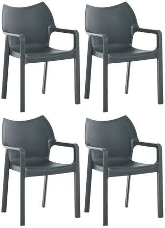 4-delige set stoel Davi, Grijs