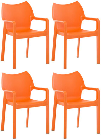 4-delige set stoel Davi, Oranje