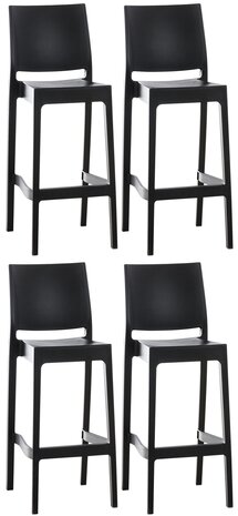 4-delige set barkrukken Miai, Zwart