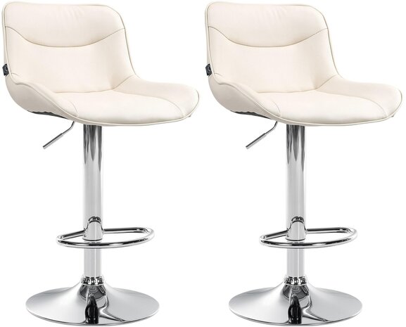 2-delige set barkrukken Venoro kunstleer chroom, Creme