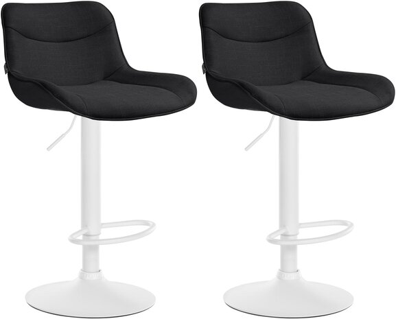 2-delige set barkrukken Venoro stof wit, Zwart
