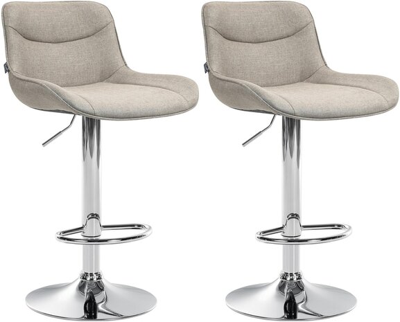 2-delige set barkrukken Venoro stof chroom, Taupe