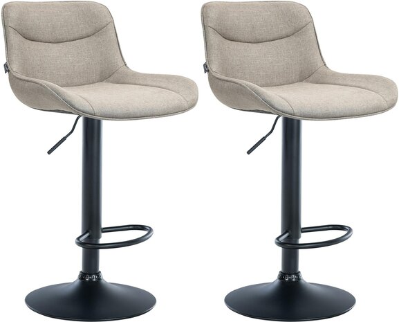 2-delige set barkrukken Venoro stof zwart, Taupe