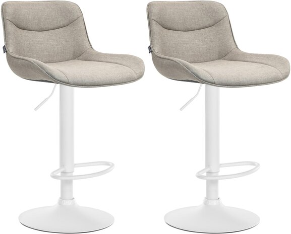 2-delige set barkrukken Venoro stof wit, Taupe