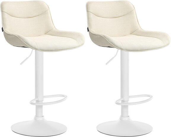 2-delige set barkrukken Venoro stof wit, Creme