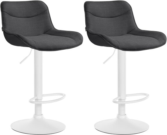 2-delige set barkrukken Venoro stof wit, Grijs